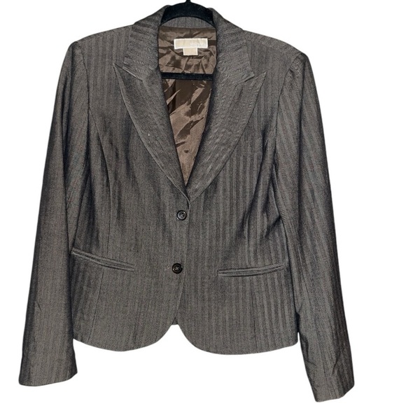 Michael Kors blazer gray brown women’s size 10 shoulder pads medium career wear - Picture 1 of 8